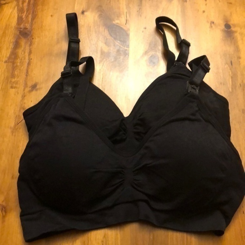 2 pack black nursing bras hands free pumping bra padded pregnancy NEW M L XL